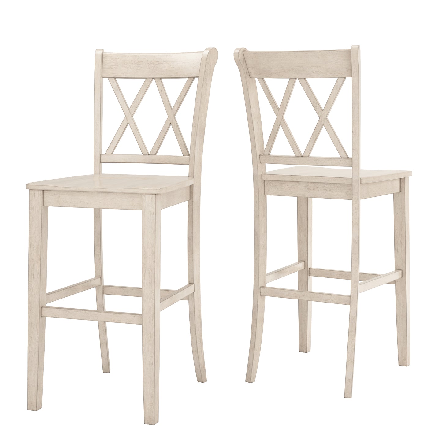 X-Back Bar Height Chairs (Set of 2) - Antique White Finish