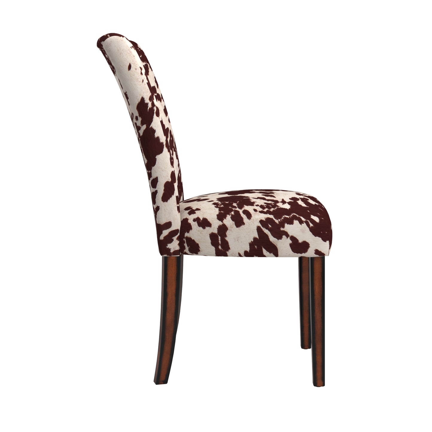 Cowhide Parsons Dining Chairs (Set of 2) - Espresso Finish, Brown Cowhide