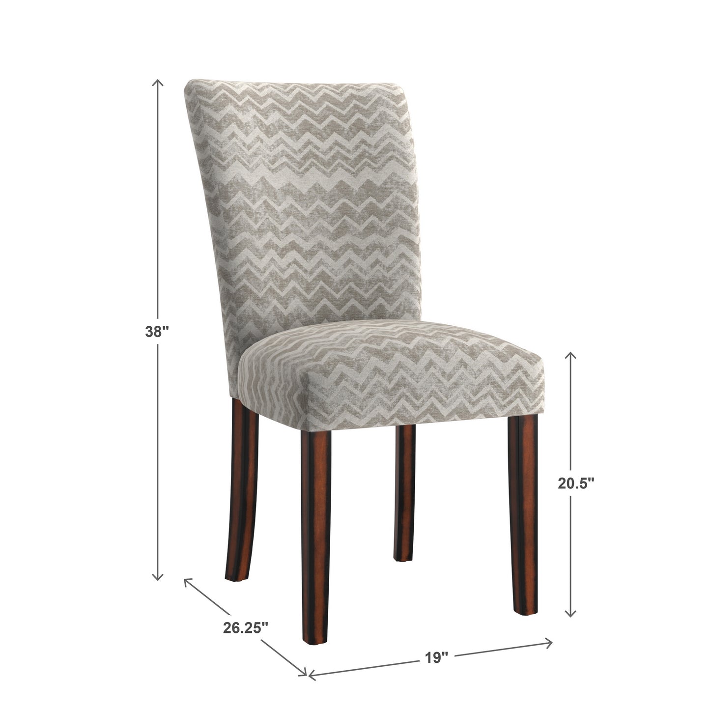 Print Parsons Dining Side Chairs (Set of 2) - Esprasso Finish, Gray Chavron Print Fabric