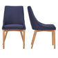 Oak Barrel Back Linen Upholstered Dining Chairs (Set of 2) - Twilight Blue Linen