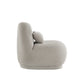 Modern Boucle Lounge Chair with Rounded Design and Lumbar Pillow - Light Gray Chair with Light Gray Pillow