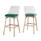 Velvet Bar Height Swivel Stools (Set of 2) - Champagne Gold Finish, Teal Velvet