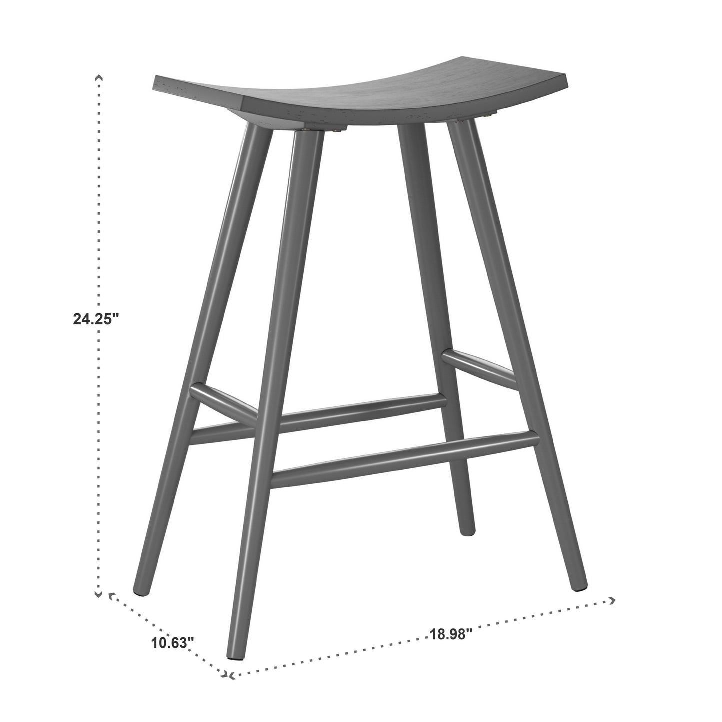 Solid Wood 24" Counter Stool (Set of 2) - Frost Gray Finish