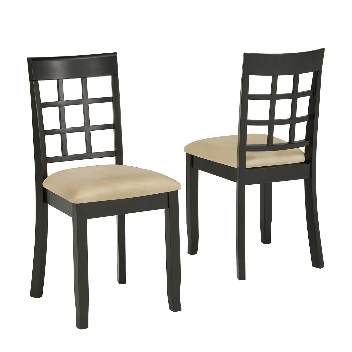 Black Wood Dining Set - Round Dining Table, Window Back Chairs, 5-Piece Set