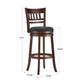 Lattice Back 29"H Swivel Bar Stool - Dark Charry Finish, Dark Gray Linan