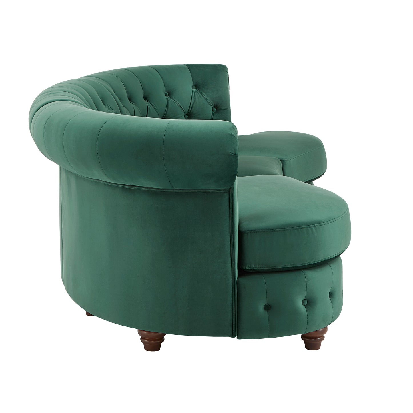 Tufted Scroll Arm Chesterfield Curved Sofa - Green Velvet