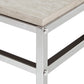 Chrome Finish Counter Height Desk with Faux Marble Top and USB Charging Port