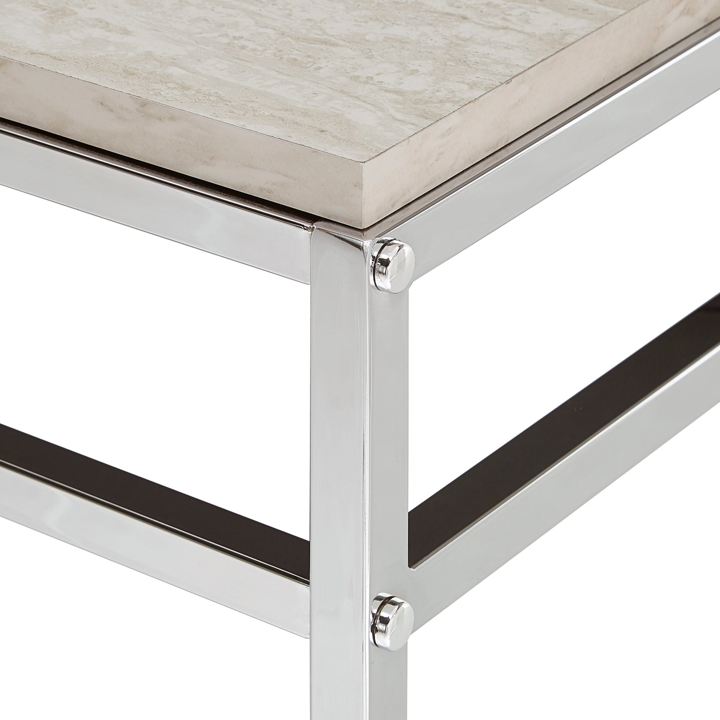 Chrome Finish Counter Height Desk with Faux Marble Top and USB Charging Port