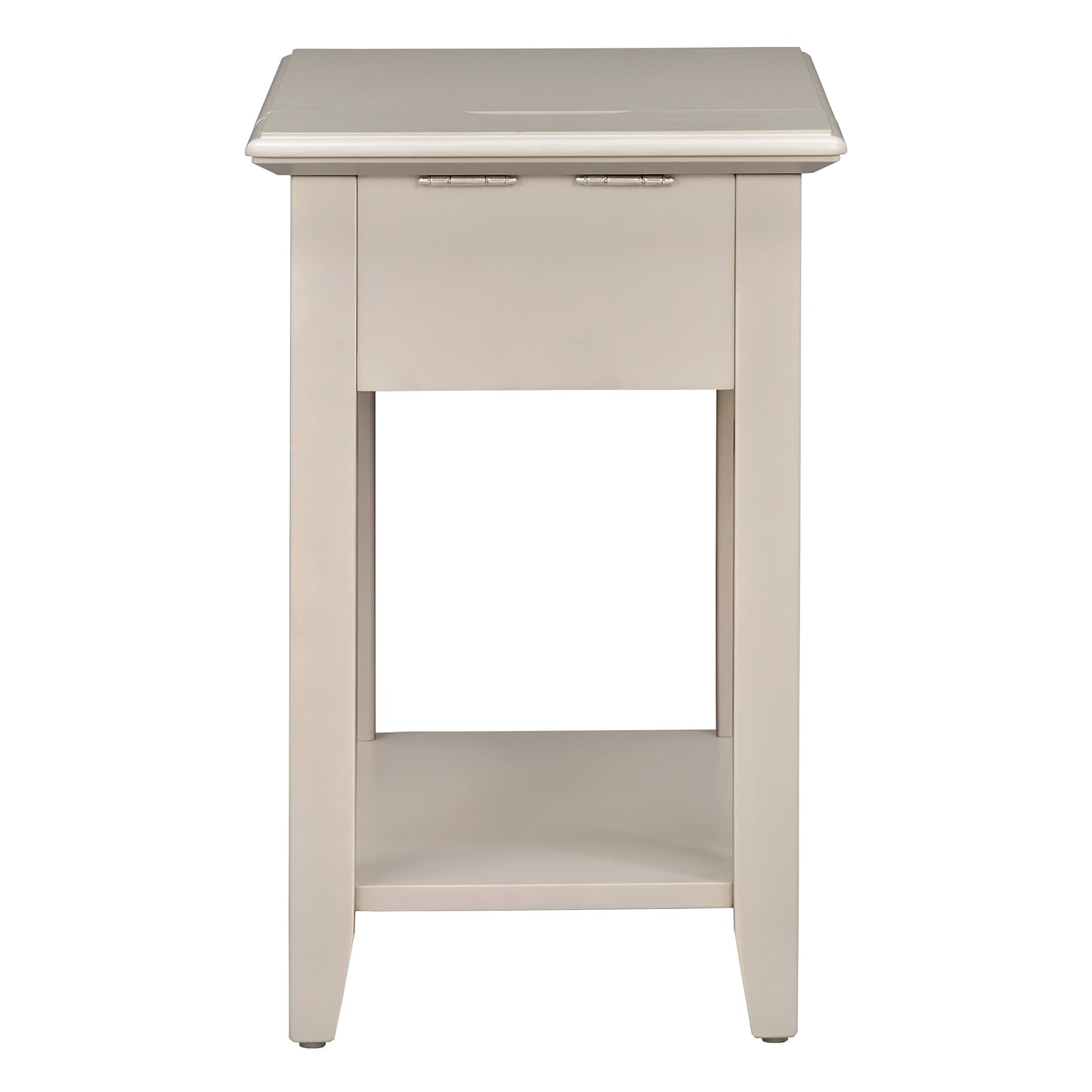 1-Drawer Side Table with Charging Station - Silver Birch