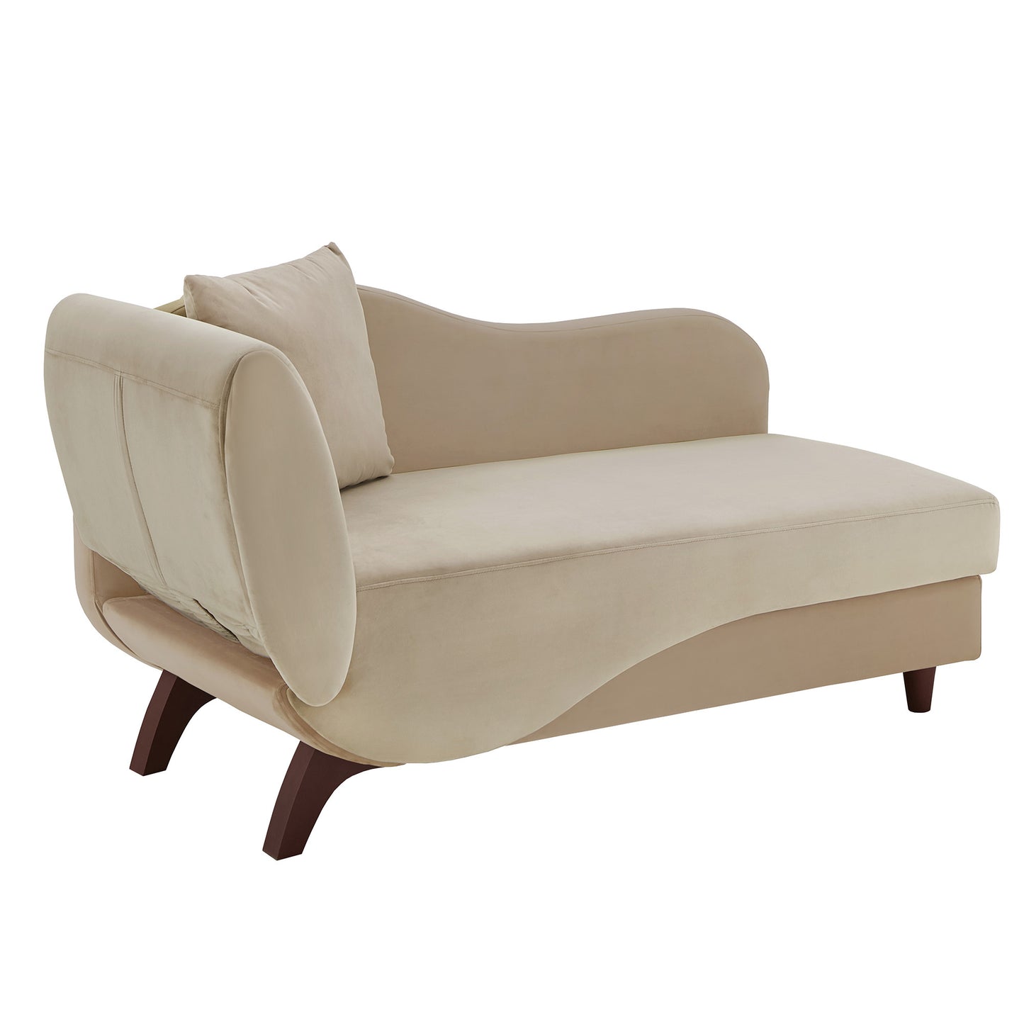 Two-Tone Dark & Light Functional Chaise With 1 Pillow - Beige