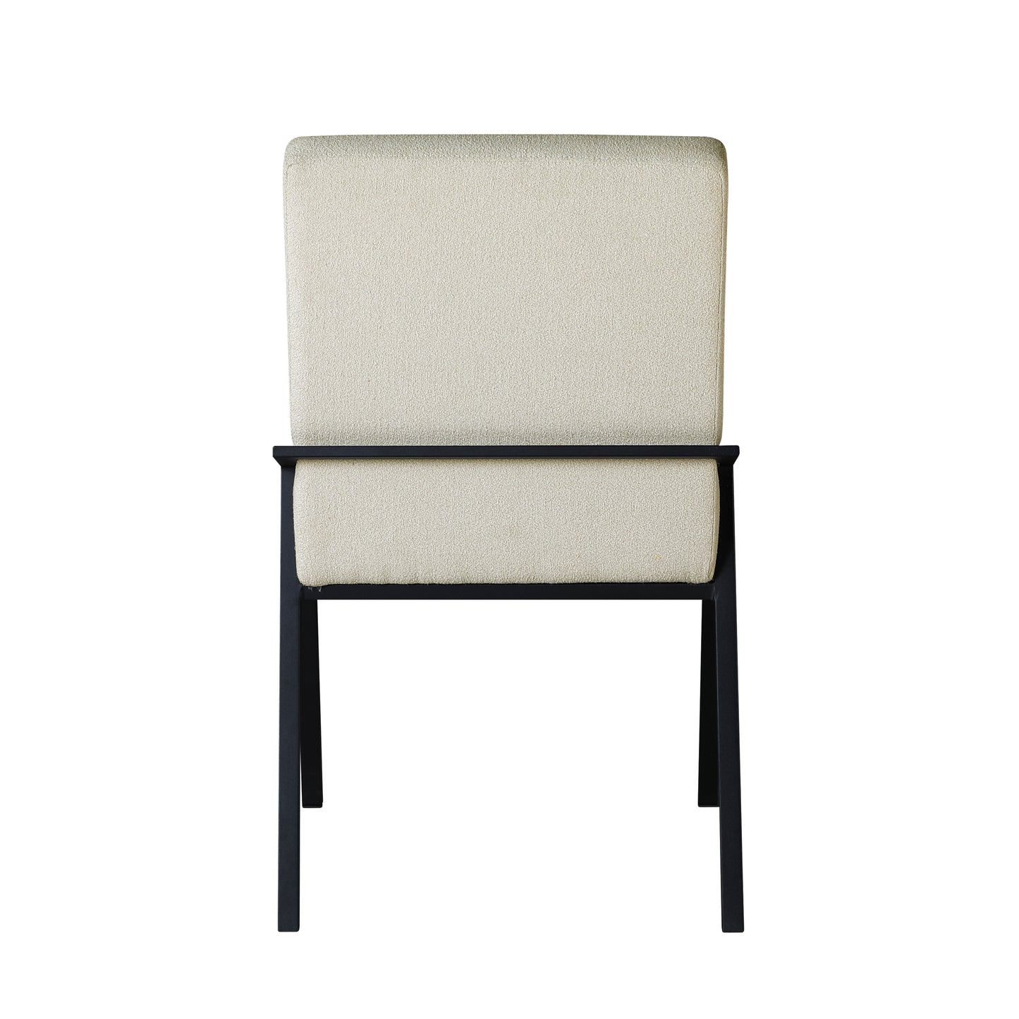 Black Finish Metal Ivory Fabric Dining Chair (Set of 2)