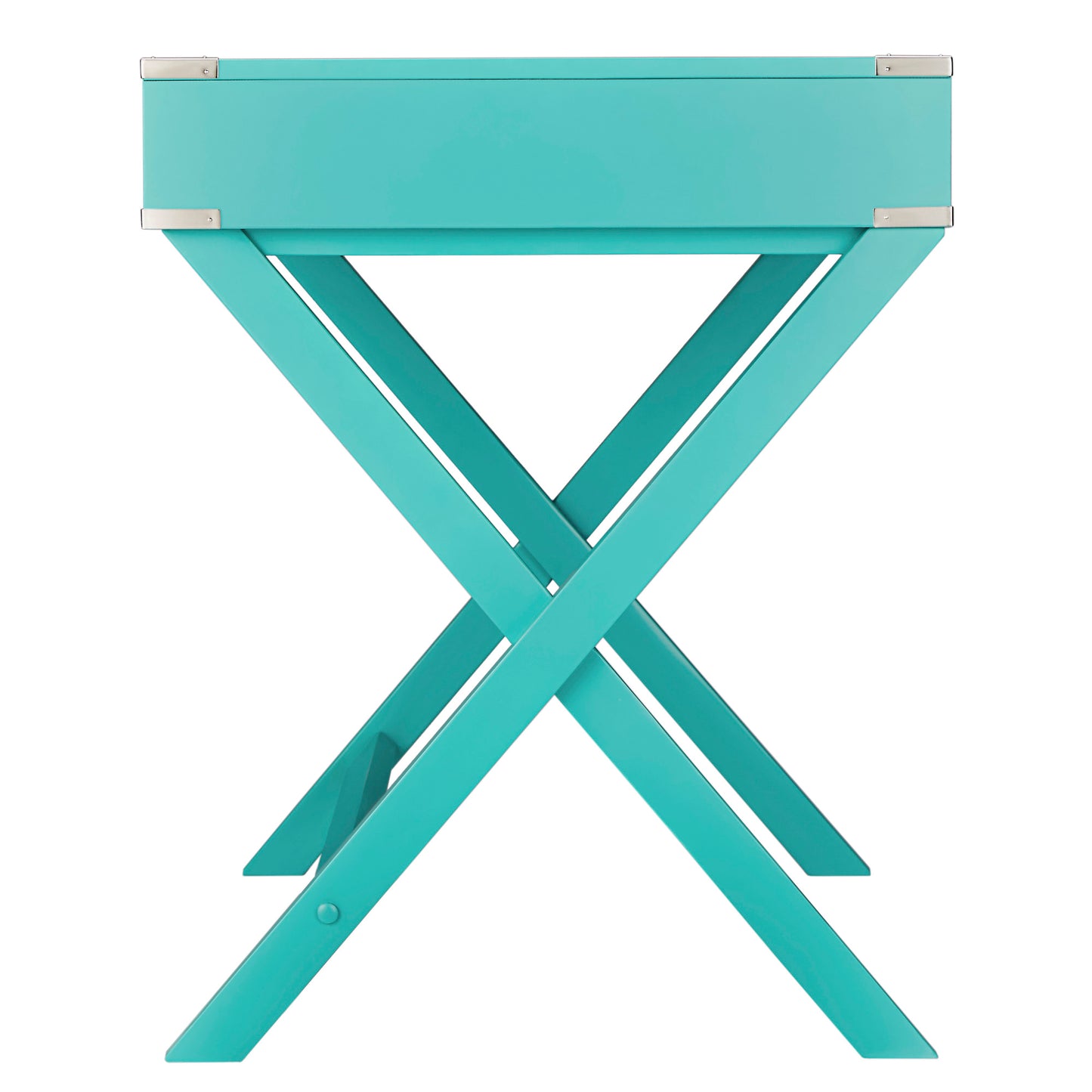 X-Base Wood Accent Campaign Writing Desk - Marine Green