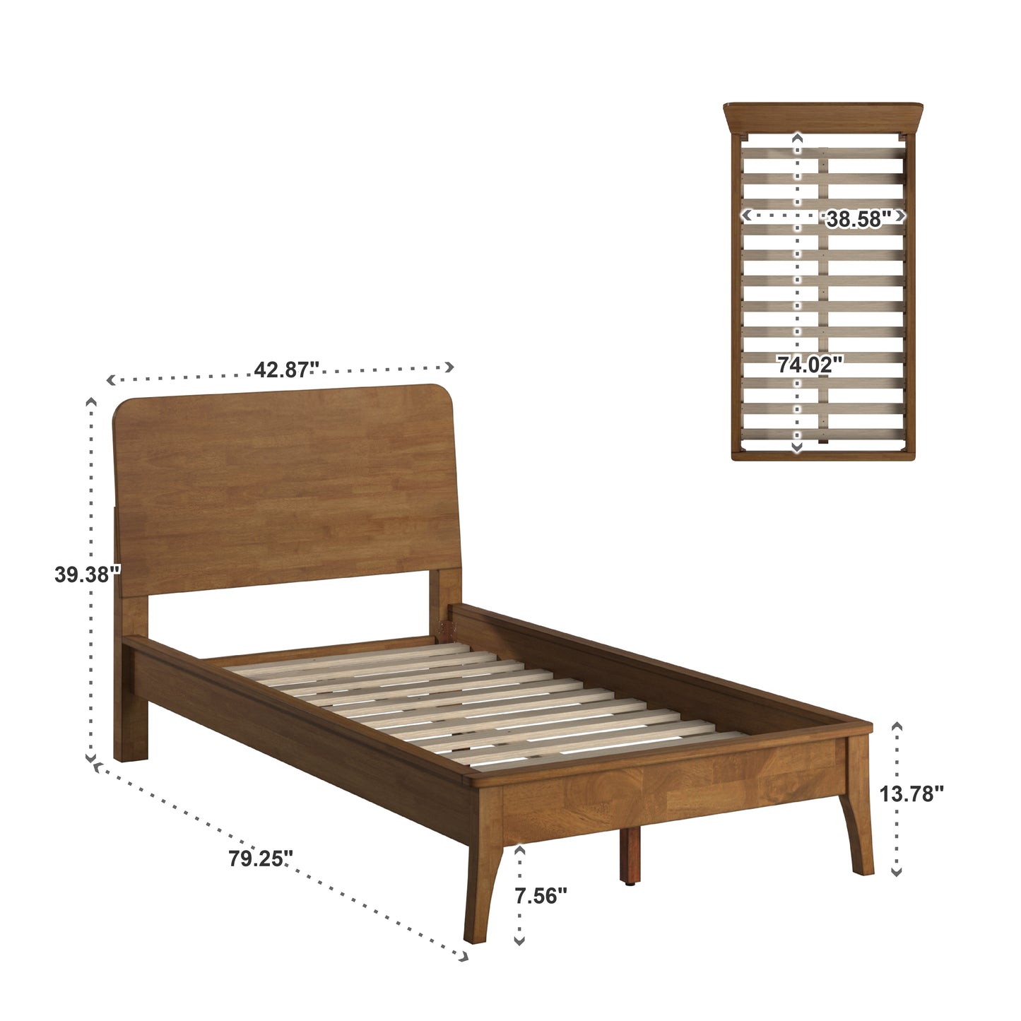 Wood Finish Platform Bed - Oak Finish, Twin