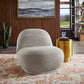 Modern Boucle Lounge Chair with Rounded Design and Lumbar Pillow - Light Gray Chair with Light Gray Pillow