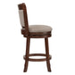 Upholstered Back Swivel Stool - 24" Counter Height, Cherry Finish, Gray Linen