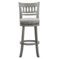 Lattice Back 29"H Swivel Bar Stool - Antiqua Gray Finish, Gray Linan