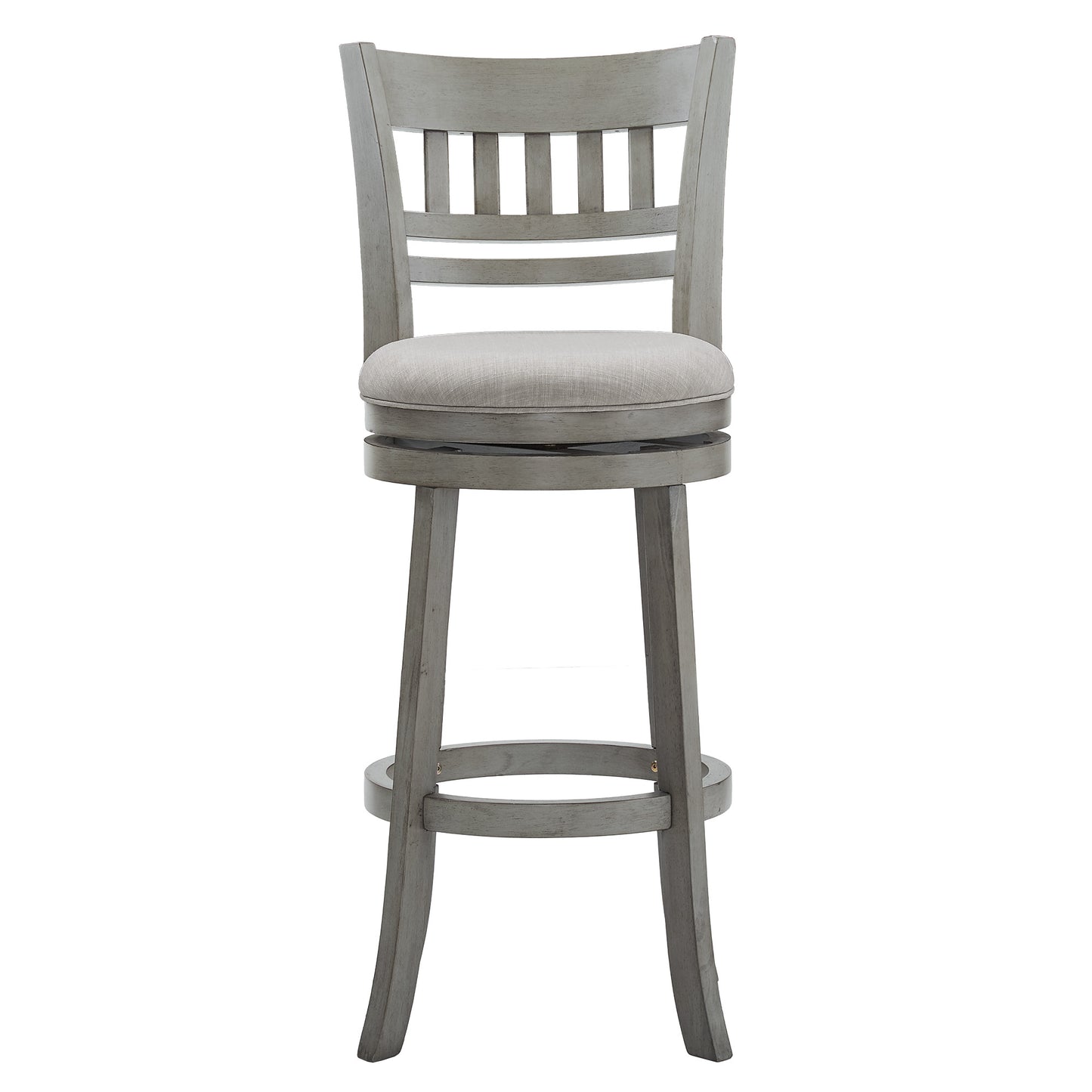 Lattice Back 29"H Swivel Bar Stool - Antiqua Gray Finish, Gray Linan