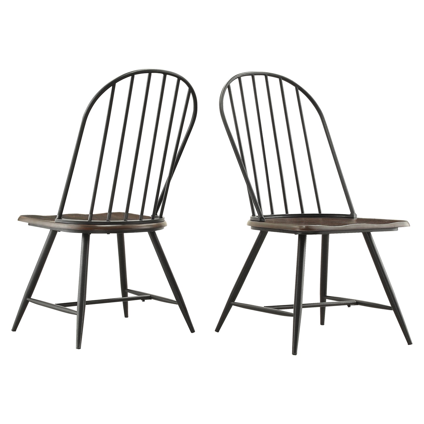 Two-Tone Spindle Windsor Dining Chairs (Set of 4) - Black Frame