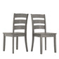 Ladder Back Wood Dining Chairs (Set of 2) - Antique Gray Finish