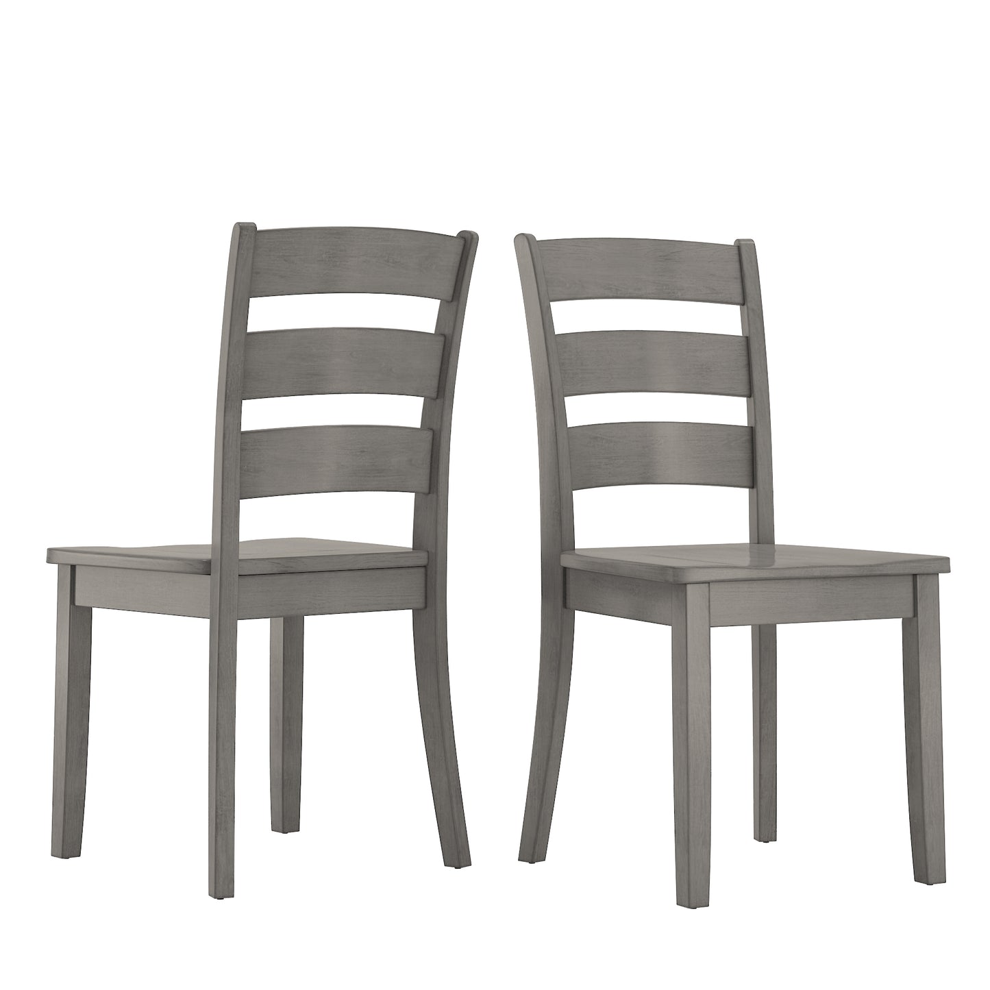 Ladder Back Wood Dining Chairs (Set of 2) - Antique Gray Finish