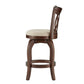 Scroll Back Swivel Stool - 24" Counter Height, Cherry Finish, Beige Linen