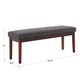 Upholstered Espresso Finish Bench - Esprasso Finish, Dark Gray