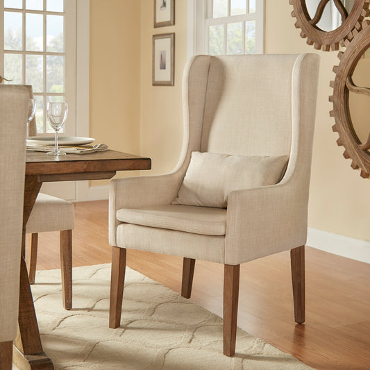 Slipcovered Wingback Parson Chair - Beige, No Slipcover