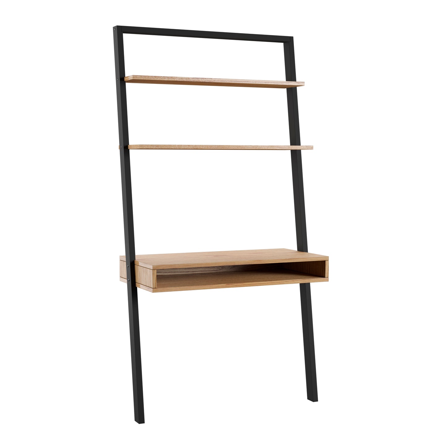 Two-Tone Leaning Ladder Desk - Black and Oak Finish