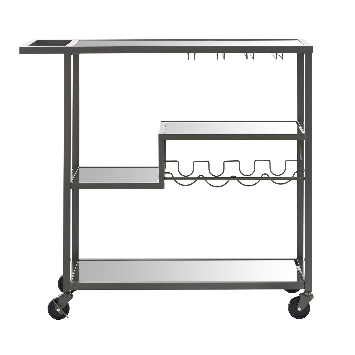 Glass Top Metal Bar Cart - Dark Gray Matallic