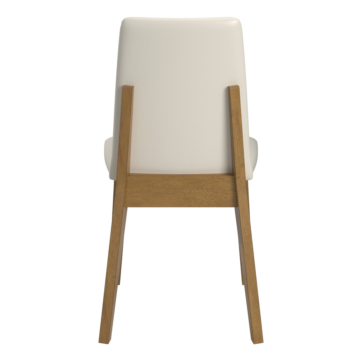 Wood Finish White Vegan Leather Dining Chair (Set of 2) - Oak Wash