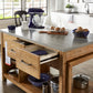 Reclaimed Look Extendable Kitchen Island - Natural Finish, Concrete Veneer Top