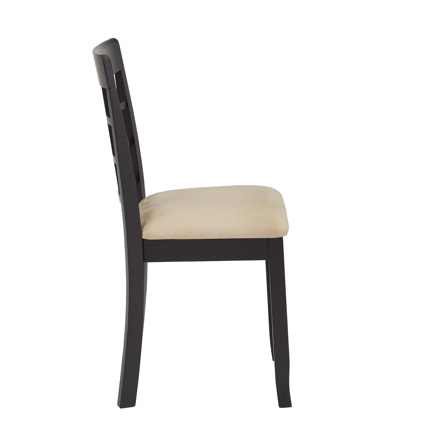 Black Wood Beige Microfiber Dining Chairs (Set of 2) - Window Back