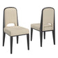 Wood Finish Cream Fabric Channel Stitching Dining Chair (Set of 2) - Black Oack