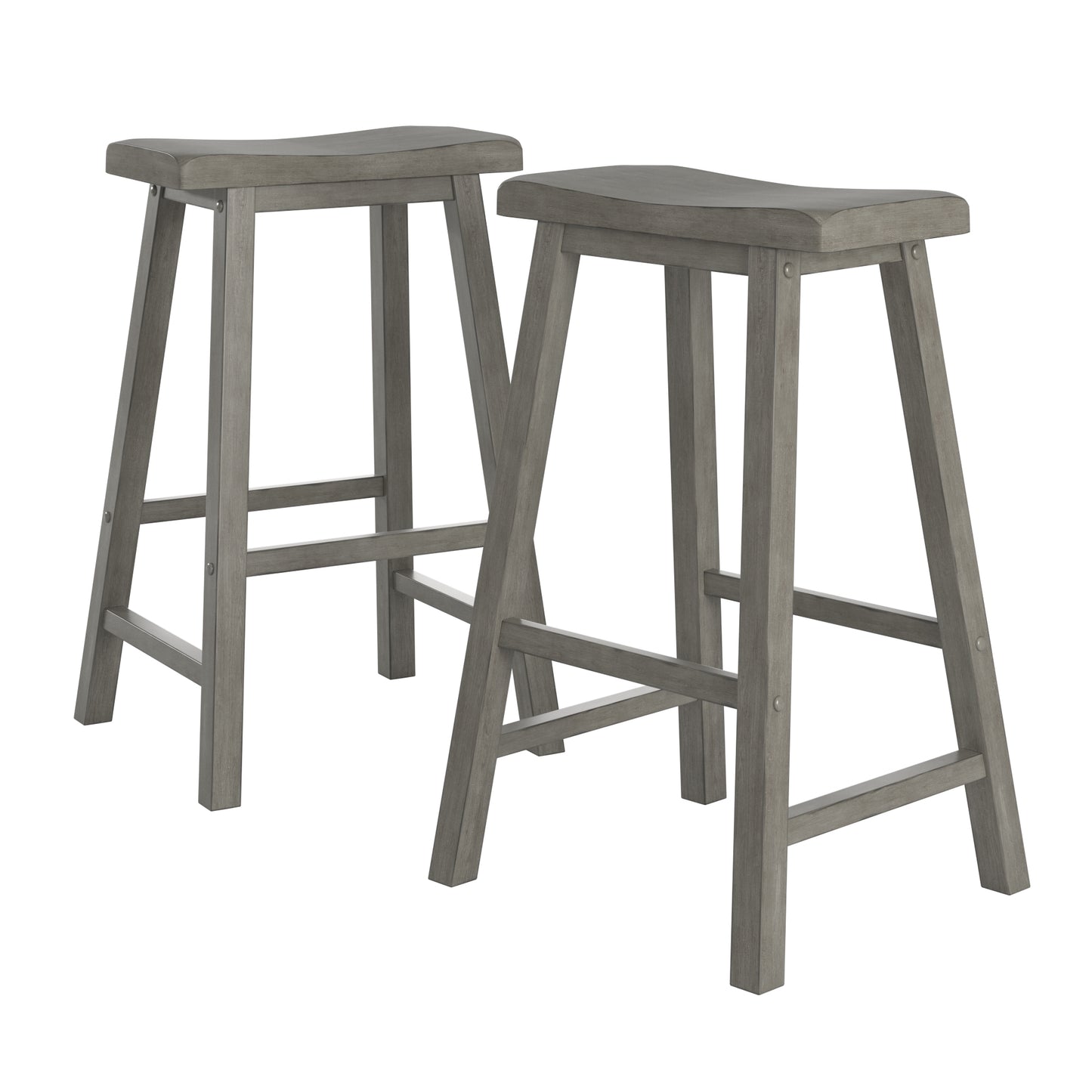 Saddle Seat 29" Bar Height Backless Stools (Set of 2) - Antique Gray Finish