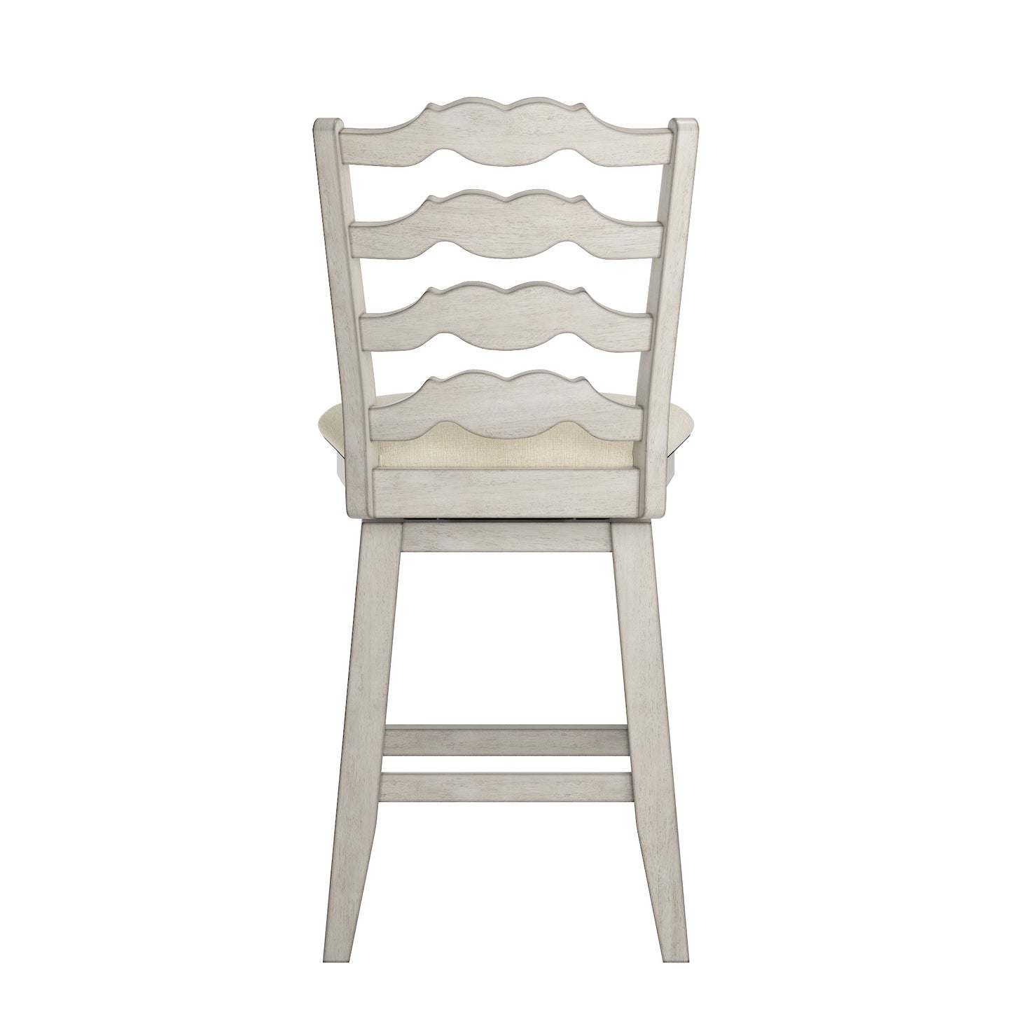 French Ladder Back Counter Height Swivel Stool - Antique White Finish