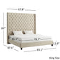 Wingback Button Tufted High Headboard Platform Bed - Beige Linen, King