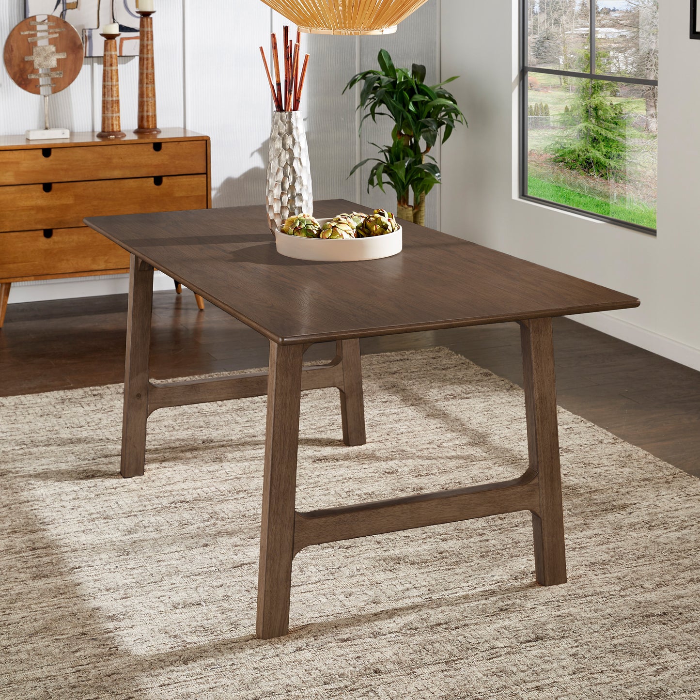 Modern Scandinavian Wood Finish 71" Dining Table - Walnut Veneer