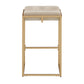 Gold Finish Velvet Button Tufted Bar Stools (Set of 2) - Beige Velvet, 24" Counter Height