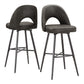 Metal Swivel Stools (Set of 2) - Dark Gray PU Leather, 29" Bar Height