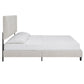 Black Finish Frame with Velvet Fabric Platform Bed - Cream White, King (King Size)