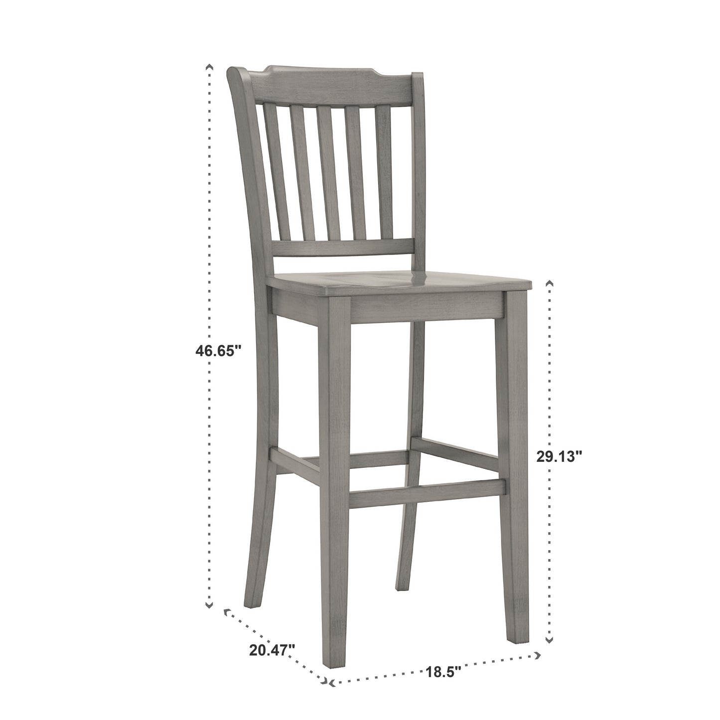 Slat Back Bar Height Chairs (Set of 2) - Antiqua Gray Finish