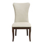 Fabric Wingback Dining Chairs (Set of 2) - Beige Fabric, Dark Cherry Finish