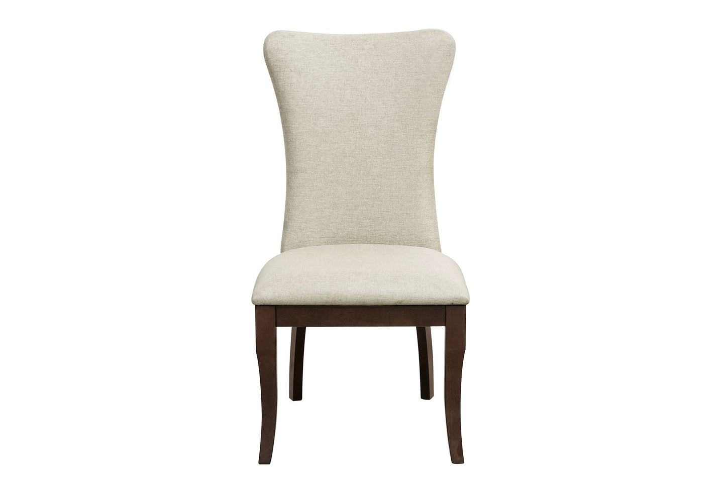 Fabric Wingback Dining Chairs (Set of 2) - Beige Fabric, Dark Cherry Finish