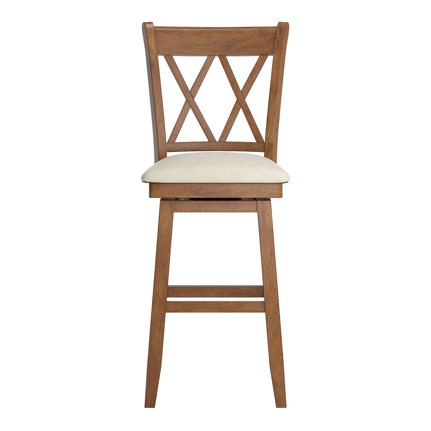 Double X-Back Wood Swivel Bar Stool - Oak Finish