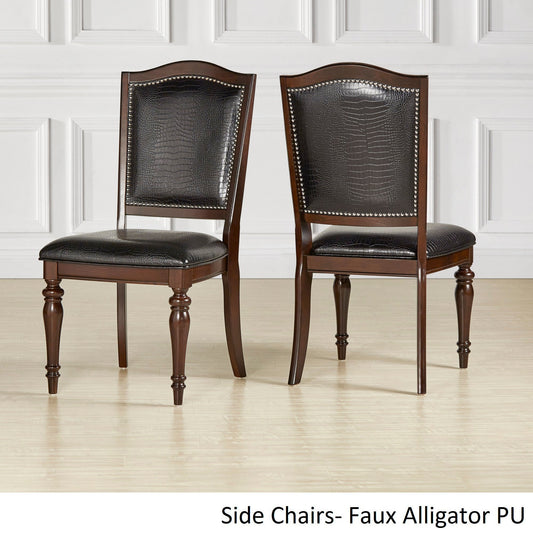 Nailhead Accent Dining Chairs (Set of 2) - Brown Faux Alligator, Side Chairs