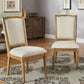 Round 5-Piece Dining Set - Beige Linen, Ornate Chair Backs