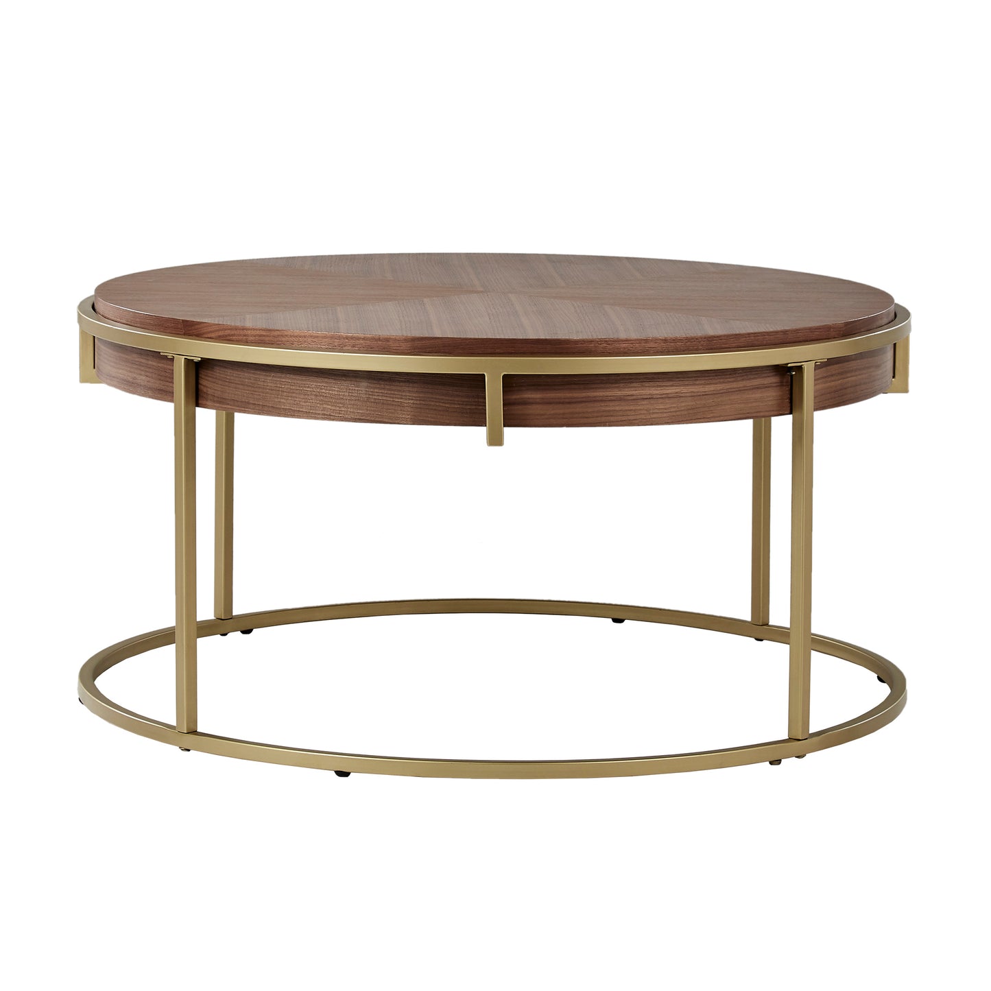 Round Table with Metal Base - Natural Finish, Coffee Table