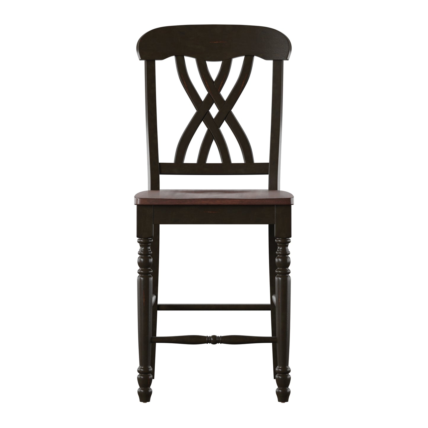 Two-Tone Counter Height Chairs (Set of 2) - Antique Black, Scroll Back