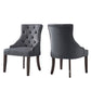 Velvet Button Tufted Wingback Dining Chairs (Set of 2) - Dark Gray Valvat