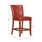 Classic Upholstered High Back Counter Height Chairs (Set of 2) - Cherry Finish, Red Vinyl